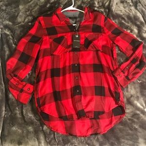 Lucky brand red and black flannel
